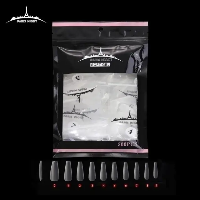 Tips Soft gel pre limado coffin - Paris Night 500pcs